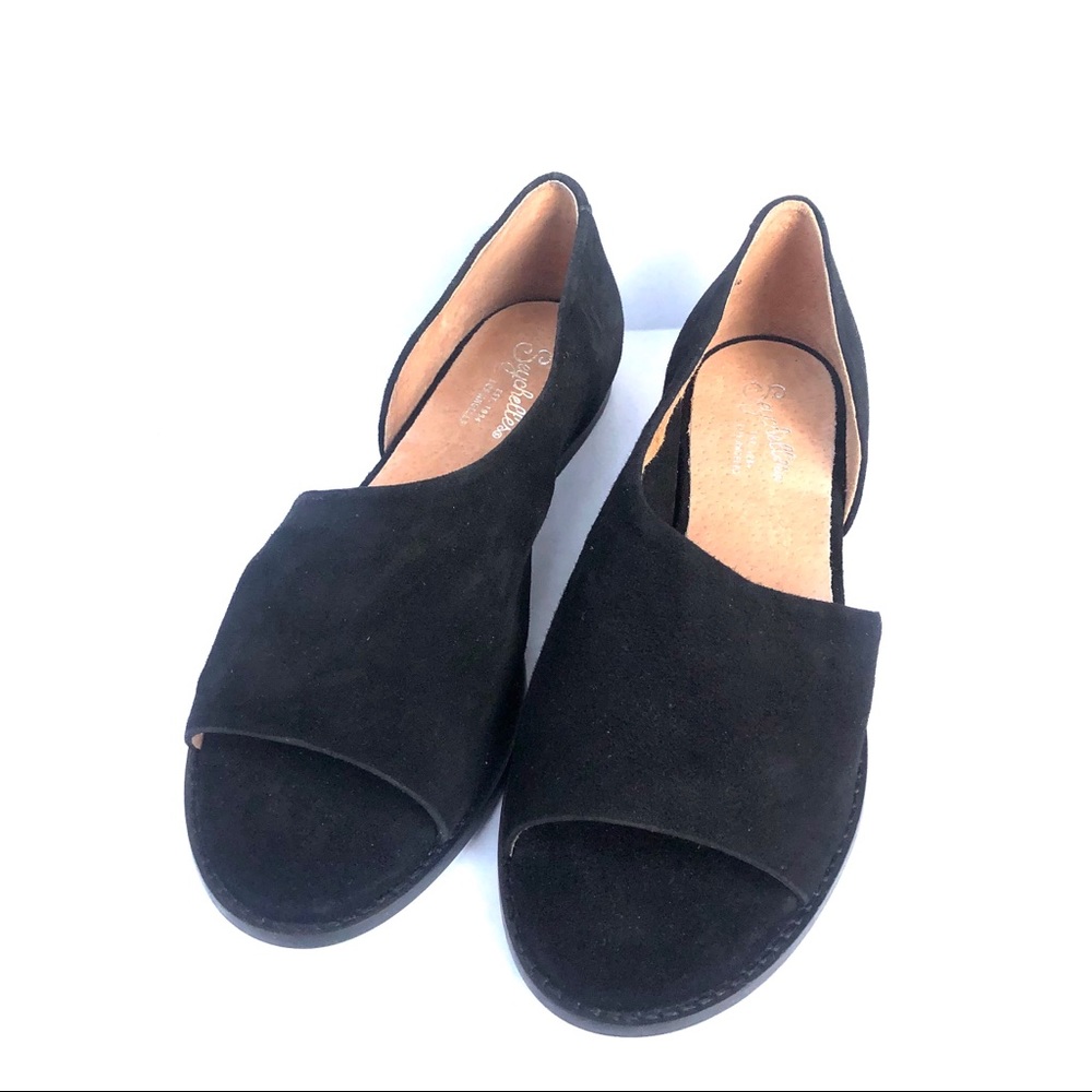 Seychelles Suede Peep Toe Passport Flats
